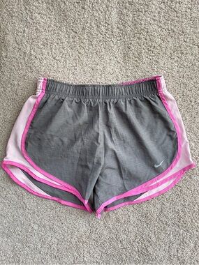 Nike Dri-Fit Gray Pink Athletic Lined Lightweight Running Shorts Size Small